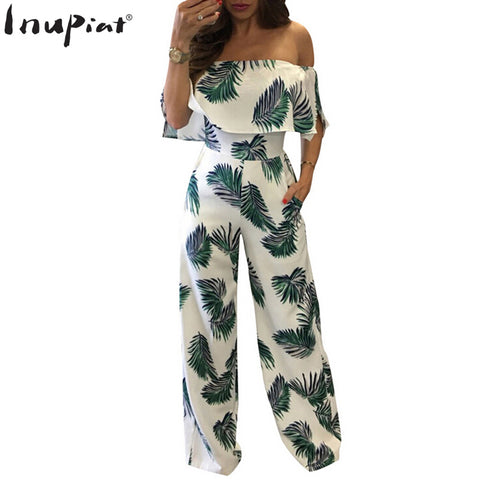 INUPIAT 2017 New Style Women's Jumpsuits Romper Full Length Straight Fashion Off Shoulder Women Jumpsuit for Summer Rompers