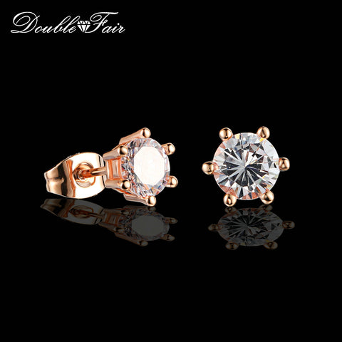 DFE035M OL Style Cubic Zirconia Stud Earrings Rose Gold/Silver Color Fashion CZ Stone Jewelry Earring For Women brincos