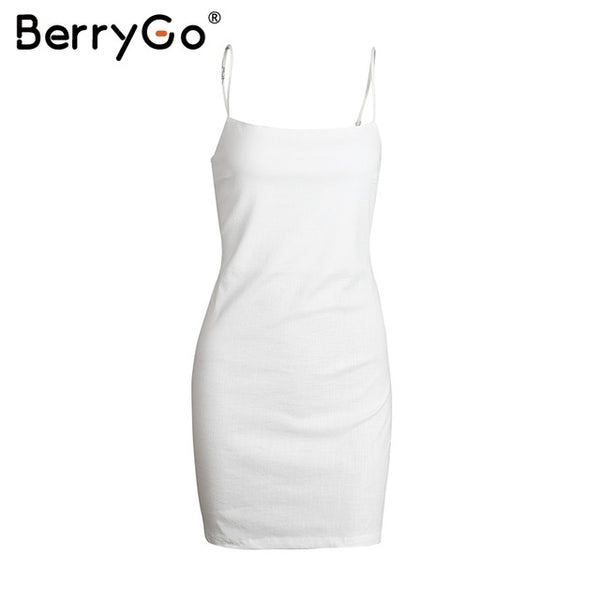 BerryGo Bow casual linen sexy dress Backless 2017 beach summer dress women sundress Slim fit bodycon white short dress vestidos