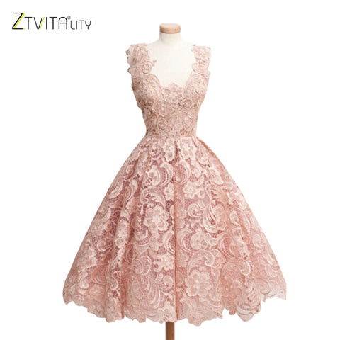 ZTVitality Vestidos 2017 Elegant Lace Patchwork Solid Sleeveless A-Line Fashion Dress Sexy Slim Party Dresses Vestido De Festa