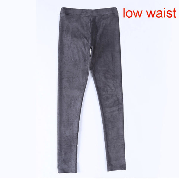 2017 spring autumn suede leather women pants high waist large elastic slim retro leather suede pants for women