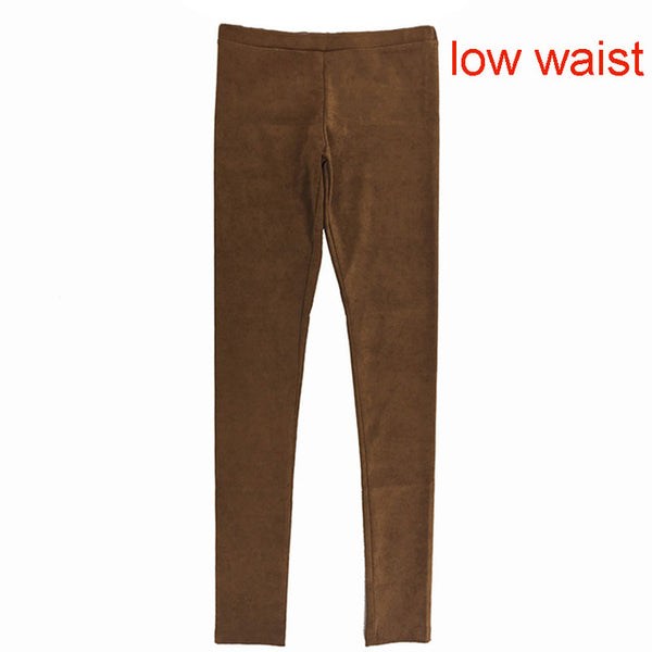 2017 spring autumn suede leather women pants high waist large elastic slim retro leather suede pants for women