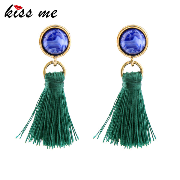 KISS ME Brand Green Black Tassel Earrings New Arrival Ethnic Jewelry for Women  2017 Drop Earrings