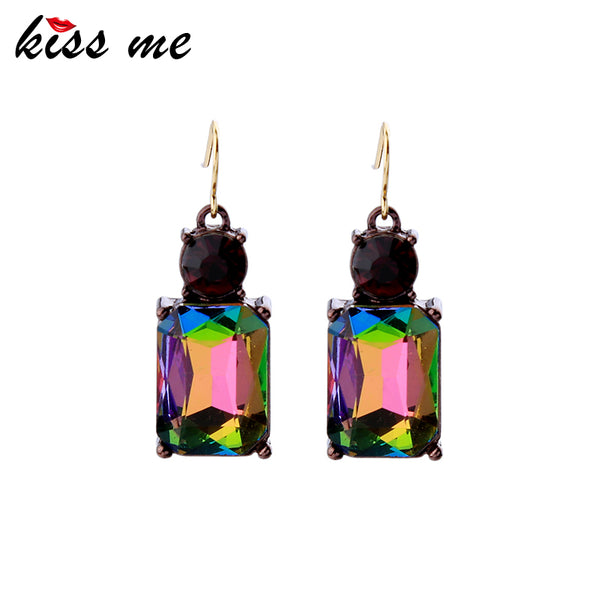 KISS ME New Styles Women 2017 Fashion Jewelry  Elegant Glass Square Earrings for Women