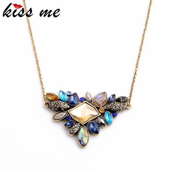 KISS ME Exquisite Rhinestone Pendant Necklace 2016 Wholesale Newest Fashion Thin Chain Collar Necklace Jewelry