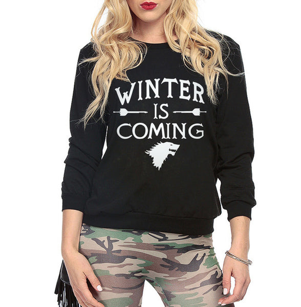 Funny juego de tronos Winter Is Coming Women harajuku sweatshirt 2017 female Casual hip-hop hoodies kpop tracksuit mma pullover