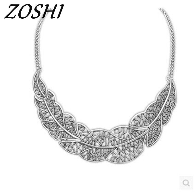 ZOSHI Jewelry wholesale Vintage Leaf Pednats Statement Necklace For Woman 2017 New design collar necklaces & pendants Sale
