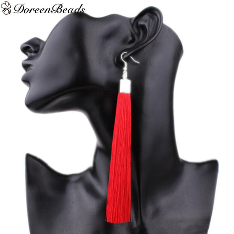 DoreenBeads 2017 new Hot Bohemia Long Tassel Earrings for Women European Exaggerated boho Vintage Drop Earrings 8 Colors, 1 Pair