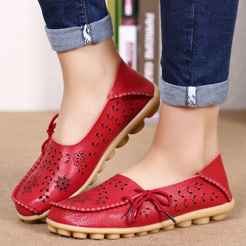 Womens Flats Loafers New Women Real Leather Shoes Moccasins Mother Loafes Soft Women Brand Shoes 2017 Woman Soft Sole red black