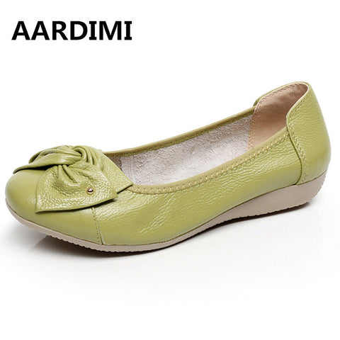 AARDIMI Genuine Leather Shoes Women Solid Loafers Women Flats Ballet Spring Summer Flat Shoes Woman Moccasins Factory Outlet