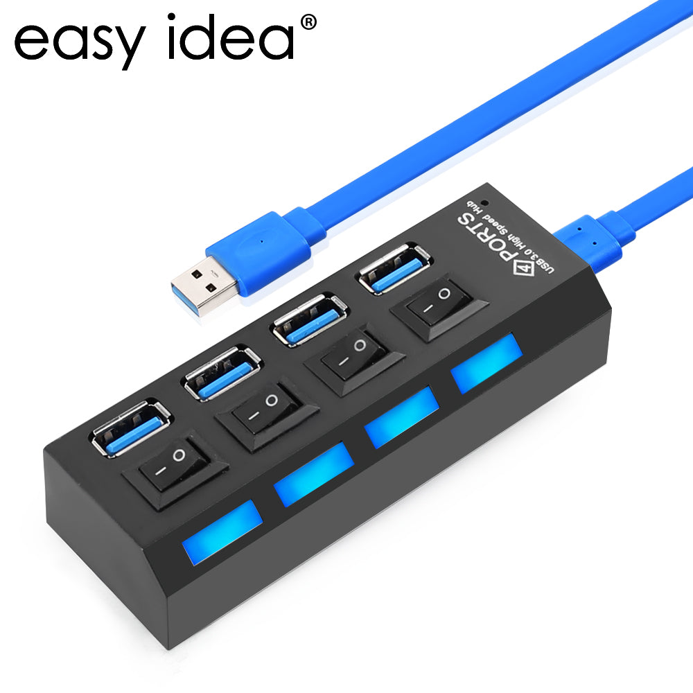 Mini USB 3.0 Hub 4 Ports 5Gbps High Speed Hub USB Portable USB Hub With On/Off Switch USB Splitter Adapter Cable For PC Laptop