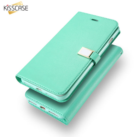 KISSCASE Flip Case For iPhone 5S 5C 4S case Candy Color Leather iphone 6 Cases For iPhone 7 7 Plus Wallet Card Slot Case Cover