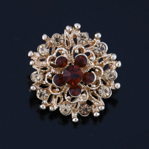 Factory Direct Sale Colored Crystal Small Cute Flower Design Brooch Pins for Women in 12 assorted
