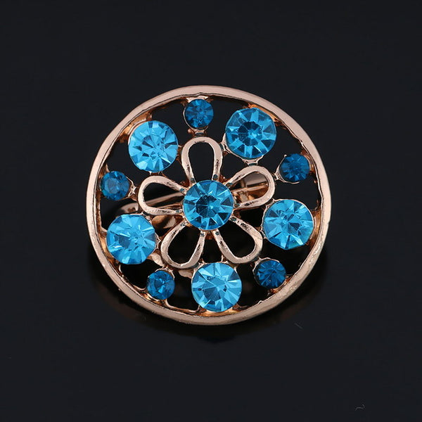 Factory Direct Sale Colored Crystal Small Cute Flower Design Brooch Pins for Women in 12 assorted