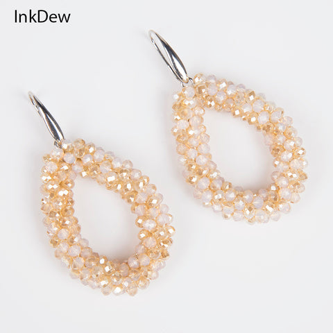 2017 New Color Water Drop Earrings for Women Faceted Beads Handmade Crystal Earring Big Earrings Long Earrings vintage WHOLESALE