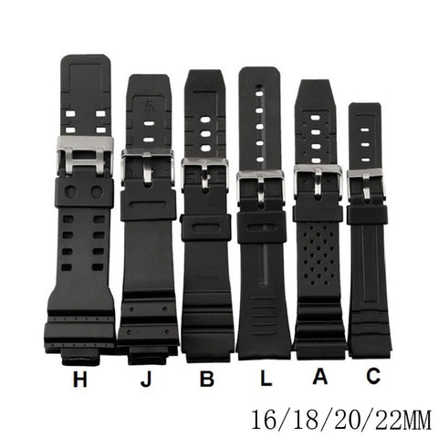16mm 18mm 20mm 22mm Watchband Silicone Rubber Bands For  casio Watches EF Replace Electronic Wristwatch Band Sports Watch Straps