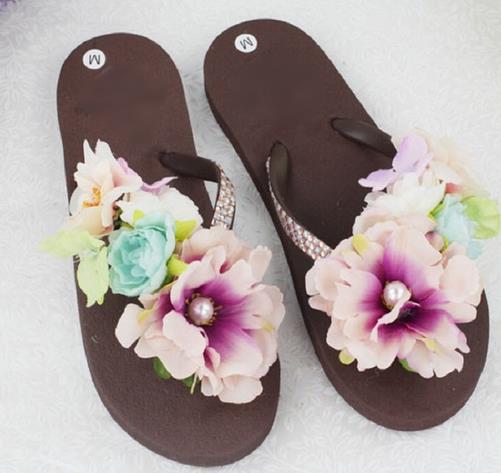 women summer outdoor slippers flower flip flops slides house home flipflops platform bow beach sandals flop designer shoes p178