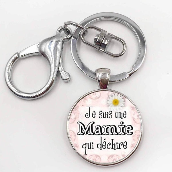 Steampunk Pop Rock band keychains summer jewelry je suis une animatrice key holder Glass gem art picture pendant Alloy key ring