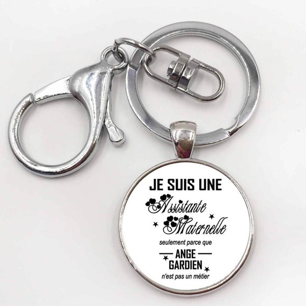 Steampunk Pop Rock band keychains summer jewelry je suis une animatrice key holder Glass gem art picture pendant Alloy key ring