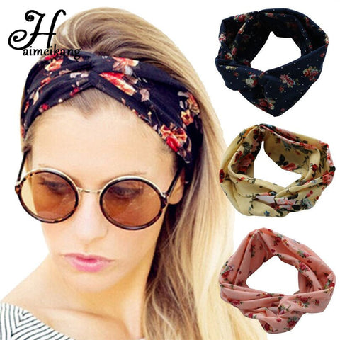 haimeikang Turban Headband Floral Prints Bandanas Korean  Elastic Hair Bands Gum Hair for Girls Hair Accessories for Women