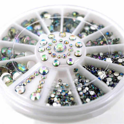 DIY 3D Nail Art Decoration Tips Crystal glitter Nail Rhinestone White AB Acrylic Diamond Drill wheel Accessories