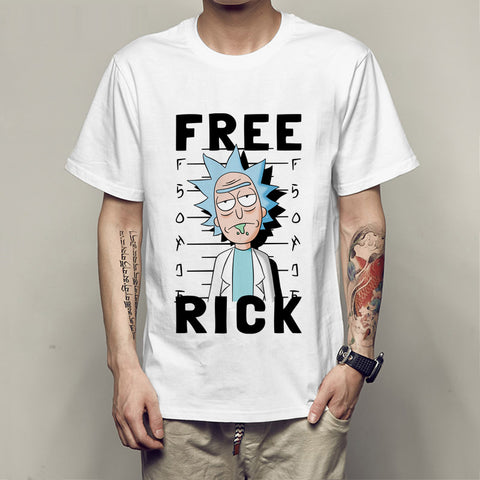 Cool Rick Morty men t shirt 2017 Summer Anime T-shirts Peace among worlds folk White Fitness Cartoon tee shirt homme