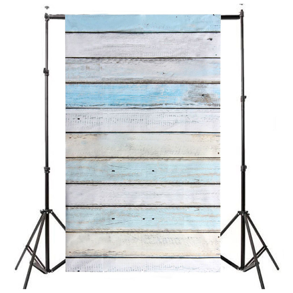 ETC-3x5ft Light Blue Wood Wall Floor Backdrop Backgrounds Studio Photography Props