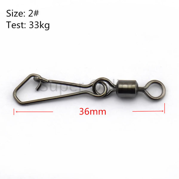 JOSHNESE 50PCS Stainless Steel Swivels Fishing MS+QL Interlock Rolling Swivel With Hooked Snap Fish Hook Connector