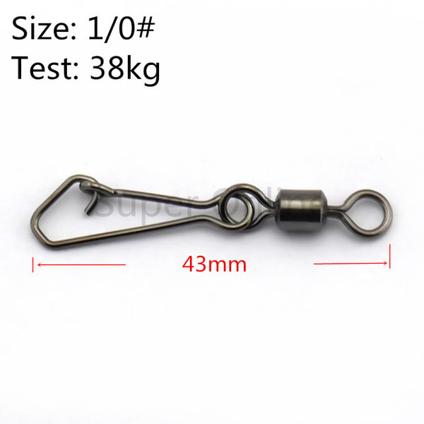 JOSHNESE 50PCS Stainless Steel Swivels Fishing MS+QL Interlock Rolling Swivel With Hooked Snap Fish Hook Connector