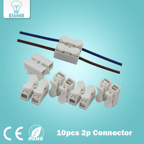 10pcs 2p Spring Connector wire with no welding no screws Quick Connector cable clamp Terminal Block 2 Way Easy Fit for led strip