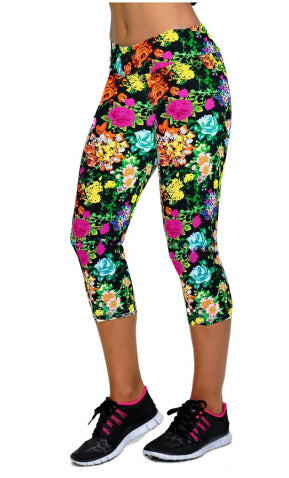 2017 Yomsong Floral Printing Capris Leggings Lady's  Casual Stretched Pants  Elastic Cropped Leggings  Women  Legging RL156