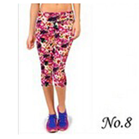 2017 Yomsong Floral Printing Capris Leggings Lady's  Casual Stretched Pants  Elastic Cropped Leggings  Women  Legging RL156