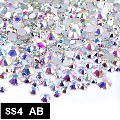 SS4 Crystal ab Nail Rhinestones,1440pcs/lot Flat Back Non Hotfix Glitter Nail Stones,DIY 3d Nail Phones Decorations Supplies