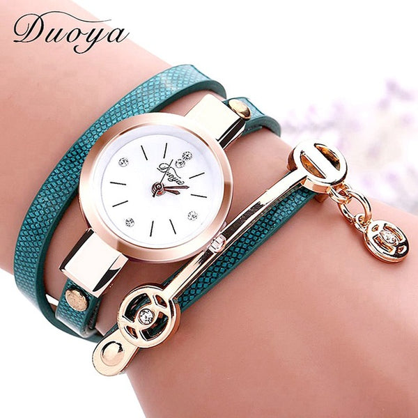 New Duoya Fashion Women Bracelet Watch Gold Quartz Gift Watch Wristwatch Women Dress Leather Casual Bracelet Watches