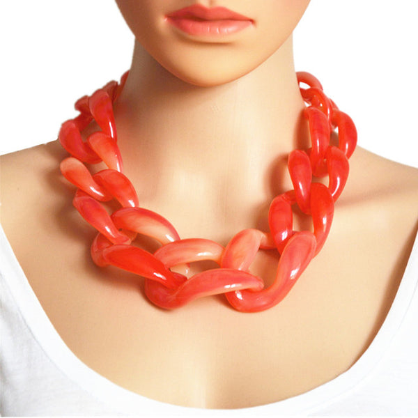 Resin Jewelry Statement Necklace Fashion Punk Big Acrylic Chain DIY Weaving Chain Necklaces & Pendants Women Jewelry Accessories