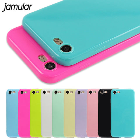 Fashion Candy Color Jelly Soft TPU Silicone Shockproof Case for iPhone 7 6S 6 5s SE Cell Phone Cover For iPhone 6 6s 7 Plus Capa