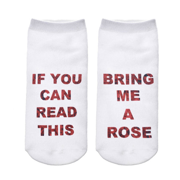 1 Pairs IF YOU CAN READ THIS Socks Women Funny White Low Cut Ankle Socks Hot Sale 2017 Bring Me A Glass Of Wine