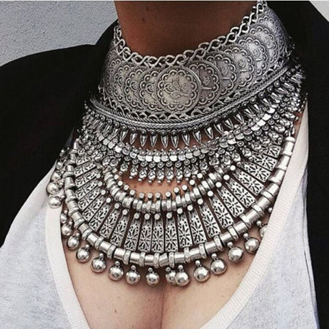 2017 Collar Coin Necklace & Pendant Vintage Crystal Maxi Choker Statement Collier female Boho Big Fashion Women Jewellery Gifts