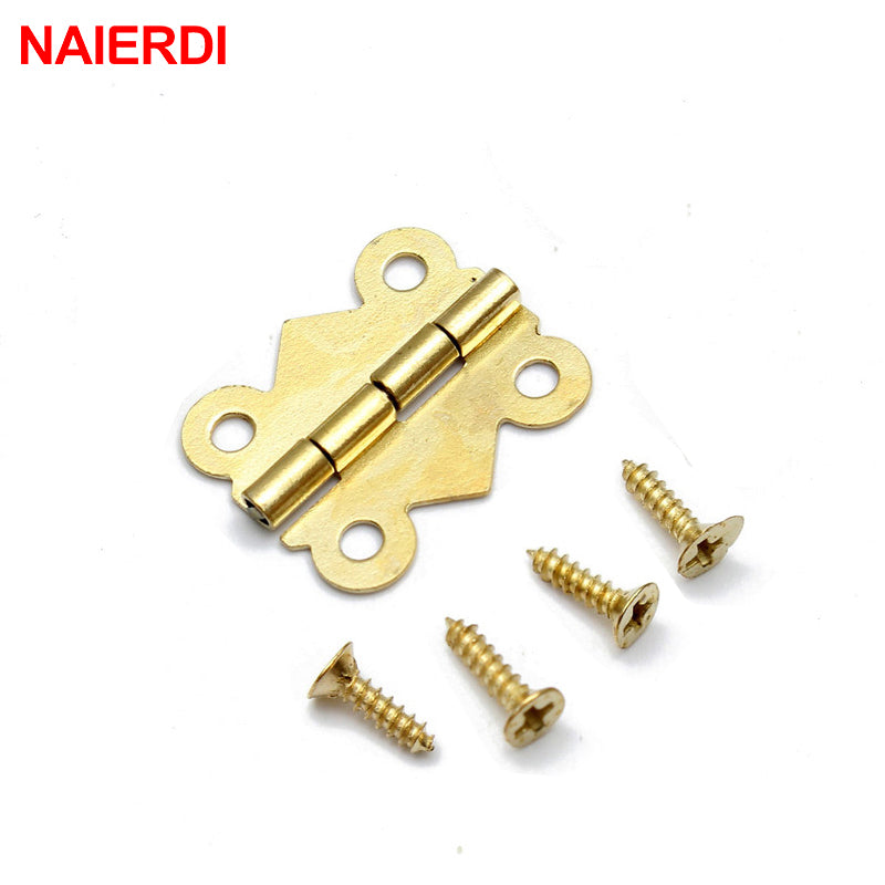 10pcs NAIERDI Mini Butterfly Door Hinges 20mm x17mm Bronze Cabinet Drawer Jewellery Box Decorate Hinge For Furniture Hardware