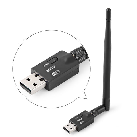 300Mbps Wireless USB Wifi Adapter LAN Card 802.11g/b/n Mini WLAN PC Wi-Fi Receiver External Wifi Dongle 5dB Wi Fi Antenna