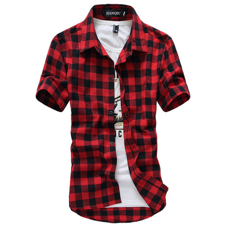 Red And Black Plaid Shirt Men Shirts 2017 New Summer Fashion Chemise Homme Mens Checkered Shirts Short Sleeve Shirt Men Blouse
