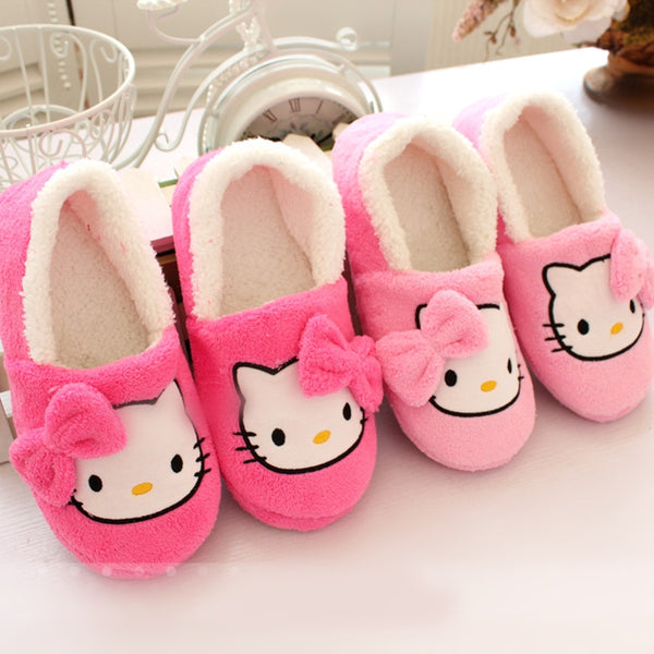 2016 Winter Women Slippers with heels Cartoon Cotton Slippers Indoor Home female Shoes  Plush Loafers  sandals fenty slides