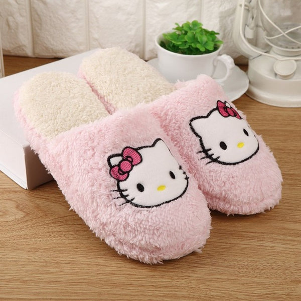 2016 Winter Women Slippers with heels Cartoon Cotton Slippers Indoor Home female Shoes  Plush Loafers  sandals fenty slides