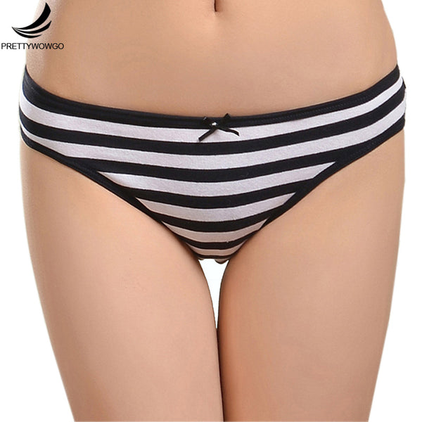 Prettywowgo Hot Sale Women's Underwear 2017 New Cotton Women Striped Panties 6861