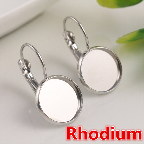 12mm 10pcs Classic Color Series French Lever Back Earrings Blank/Base,fit 12MM glass cabochons,buttons;earring bezels