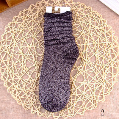 2017 Long Socks Women Cotton Warm Winter Socks Shiny Loose Glitter Socks Thick Edge Curl Solid Funny Autumn Ladies Socks Elegant
