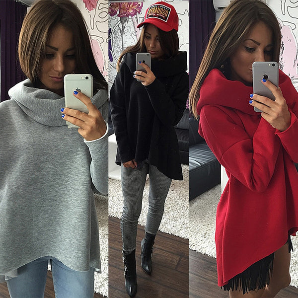 Kaywide Christmas Clothes 2017 Women Winter Hoodies Scarf Collar Long Sleeve Fashion Casual Autumn Sweatshirts Rough Pullovers