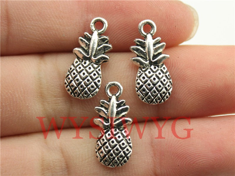 WYSIWYG 10pcs 19*9mm Antique Silver Pineapple Charms