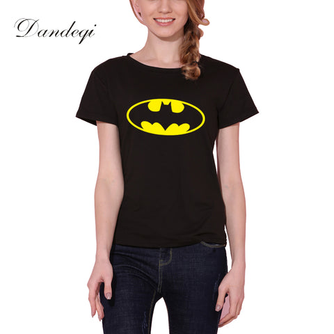 New Women T shirt Batman Print Funny Casual Tops Basic Bottoming Short Sleeve Loose Shirt For Lady Tops Tees S-XXL