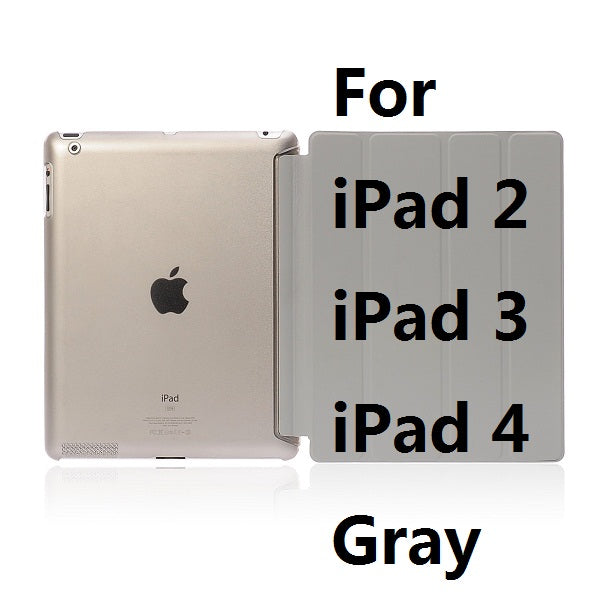 Ultra Slim Four Fold PU Leather with Crystal Hard Back Smart Stand Case Cover for iPad 2 iPad 3 iPad 4 Mini 1 2 3